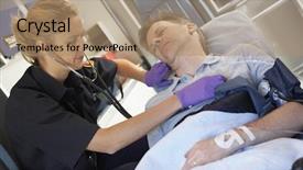  Presentation with urgent care - Presentation theme with urgent care - paramedic attending to patient background and a coral colored foreground