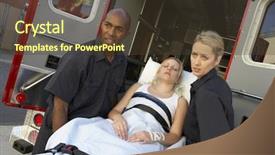  Presentation with urgent care - Audience pleasing presentation consisting of urgent care - paramedics unloading patient from ambulance backdrop and a tawny brown colored foreground
