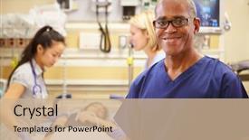  Presentation with male nurse - Colorful presentation theme enhanced with urgent care - portrait of male nurse working backdrop and a coral colored foreground