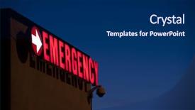  Presentation with emergency department - Presentation theme enhanced with urgent care - red emergency department entrance sign background and a dark gray colored foreground