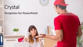  Presentation with courier delivery - Cool new slides with urgent parcel to the hospital backdrop and a  colored foreground