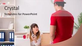  Presentation with courier - Slide deck consisting of urgent parcel to the hospital background and a sky blue colored foreground