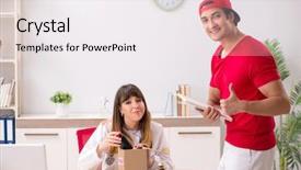  Presentation with courier - Beautiful PPT theme featuring urgent parcel to the hospital backdrop and a sky blue colored foreground