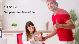  Presentation with logistics - Theme enhanced with urgent parcel to the hospital background and a white colored foreground