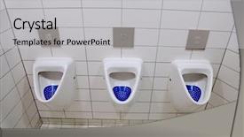  Presentation with public - Colorful PPT layouts enhanced with urinals in a public toilet backdrop and a light gray colored foreground