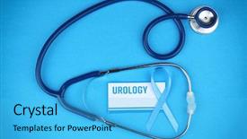  Presentation with medical prostate - Amazing presentation having urinary anatomy - medical stethoscope card and ribbon backdrop and a light blue colored foreground