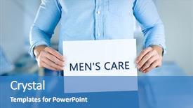  Presentation with health system - Cool new PPT theme with urinary system - man holding paper with text backdrop and a teal colored foreground