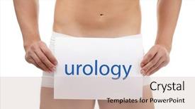  Presentation with urology - Cool new presentation theme with urinary system - man holding paper with word backdrop and a soft green colored foreground