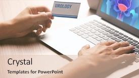  Presentation with urology - PPT theme having urinary system - man working with laptop closeup background and a lemonade colored foreground