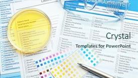  Presentation with laboratory equipment - Audience pleasing PPT theme consisting of urinary system - medical equipment and laboratory test backdrop and a sky blue colored foreground
