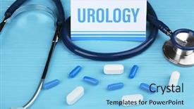  Presentation with medical urinary system - PPT theme enhanced with urinary system - medical stethoscope pills and card background and a light blue colored foreground