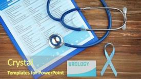  Presentation with urinary system - Theme enhanced with urinary system - stethoscope on laboratory test card background and a tawny brown colored foreground