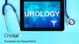  Presentation with urology - Audience pleasing presentation consisting of urinary system - tablet and stethoscope on blue backdrop and a arctic colored foreground