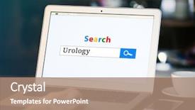  Presentation with urology - Beautiful presentation featuring urinary system - woman searching information on internet backdrop and a coral colored foreground