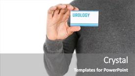  Presentation with urology - Slides with urinary tract - man holding business card urology background and a gray colored foreground