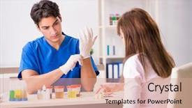  Presentation with urine - Presentation enhanced with urination - patient visiting doctor for urine background and a coral colored foreground