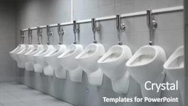  Presentation with porcelain - Presentation having urine - line of white porcelain urinals background and a gray colored foreground