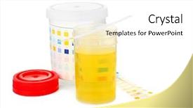  Presentation with specimen - Slide deck consisting of urine and reagent test strips background and a  colored foreground