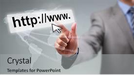  Presentation with page - Slides featuring url - businessman entering web page address background and a light gray colored foreground
