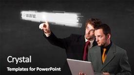  Presentation with web browser - Beautiful slides featuring url - young men touching web browser backdrop and a dark gray colored foreground