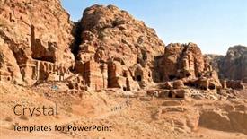  Presentation with petra jordan - Theme consisting of urn-tombs-in-wadi-al background and a coral colored foreground