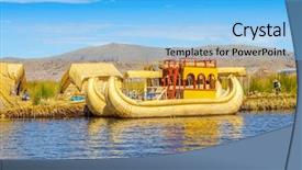  Presentation with lake - Audience pleasing presentation theme consisting of uro - lake titicaca peru - totora backdrop and a  colored foreground