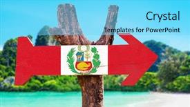  Presentation with flag - Cool new PPT theme with uro - peru flag wooden sign backdrop and a  colored foreground