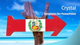  Presentation with flag - Amazing PPT layouts having uro - peru flag wooden sign backdrop and a  colored foreground