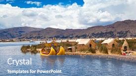  Presentation with boat - Cool new slide deck with uro - totora boat on the titicaca backdrop and a teal colored foreground