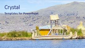  Presentation with lake - Presentation theme having uros islands lake titicaca peru background and a  colored foreground