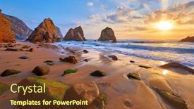 Presentation with beach rocks - Slides consisting of ursa-beach-in-portugal-atlantic background and a tawny brown colored foreground