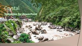  Presentation with river valley - Slides with urubamba-river-rapids-and-machu background and a tawny brown colored foreground