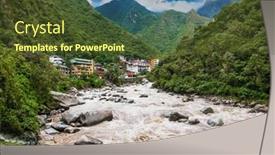  Presentation with river valley - Cool new presentation theme with urubamba-river-rapids-and-machu backdrop and a tawny brown colored foreground
