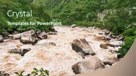  Presentation with river valley - Presentation theme enhanced with urubamba-river-rapids-and-machu background and a tawny brown colored foreground