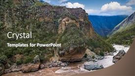  Presentation with river valley - Amazing PPT layouts having urubamba-river-rapids-and-machu backdrop and a tawny brown colored foreground