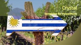  Presentation with uruguay - Colorful presentation theme enhanced with uruguay flag wooden sign backdrop and a tawny brown colored foreground