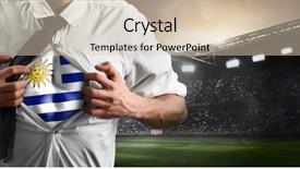  Presentation with uruguay - Beautiful presentation theme featuring uruguay soccer or football supporter backdrop and a  colored foreground