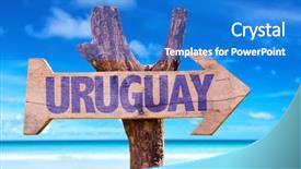  Presentation with uruguay - Beautiful slides featuring uruguay wooden sign with beach background backdrop and a cobalt blue colored foreground