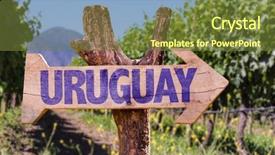  Presentation with uruguay - Colorful presentation theme enhanced with uruguay wooden sign with winery backdrop and a tawny brown colored foreground