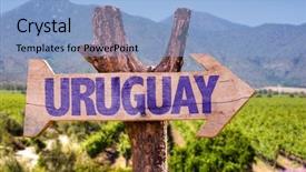  Presentation with uruguay - Presentation theme with uruguay wooden sign with winery background and a light blue colored foreground