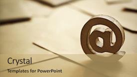  Presentation with mail - Amazing slide set having us - e-mail symbol on brown business backdrop and a yellow colored foreground