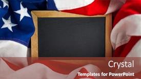  Presentation with advertising - Cool new PPT theme with us-american-flag-surrounding-empty backdrop and a tawny brown colored foreground