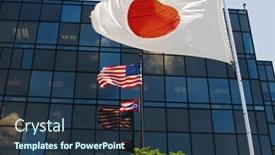  Presentation with trade - Colorful slides enhanced with us-and-japanese-trade backdrop and a tawny brown colored foreground