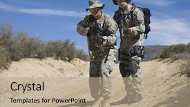  Presentation with soldiers - Audience pleasing slide deck consisting of us army - two soldiers during training backdrop and a coral colored foreground