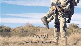  Presentation with wounded - Beautiful theme featuring us army soldier carrying wounded backdrop and a coral colored foreground