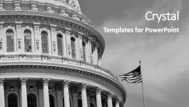  Presentation with flapping - PPT layouts having us capitol building east facade dome detail with flapping us flag in black and white - washington dc background and a gray colored foreground