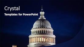  Presentation with united states - Presentation design featuring us-capitol-in-washington-dc background and a navy blue colored foreground