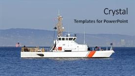  Presentation with ship - Beautiful slide set featuring us coast guard patrol ship backdrop and a light blue colored foreground