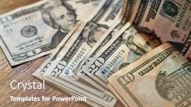  Presentation with banknotes - PPT theme having us-dollar-banknotes-casually-thrown background and a coral colored foreground