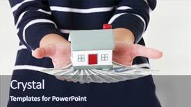  Presentation with white house - Slide deck enhanced with us dollars bills and house background and a wine colored foreground